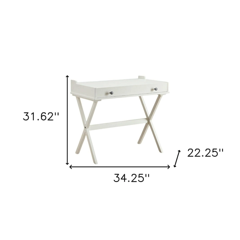 HomeRoots 34 Antiqued White Wood Flip Top Desk