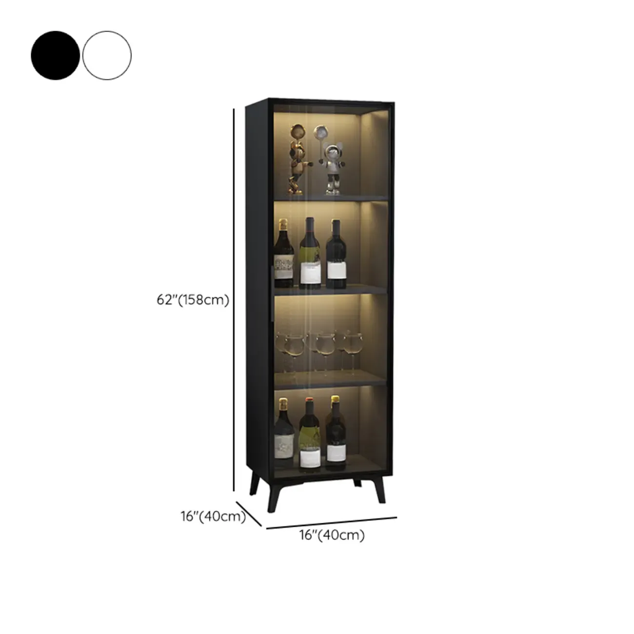 Compact Freestanding Enclosed Wooden Glass Curio Cabinet
