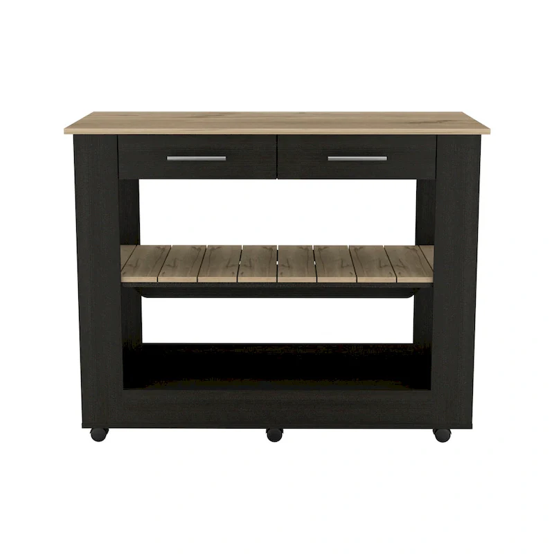 TUHOME Cala Kitchen Island 46 Kitchen Island with 2 Drawers