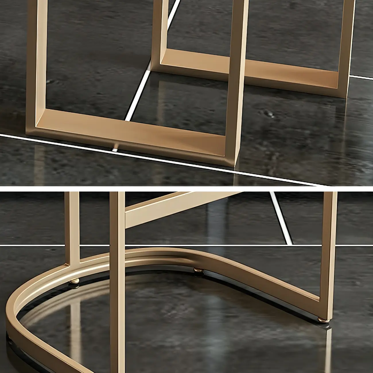 Glam White Faux Marble Gold Legs Bar Tables