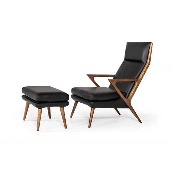 Modrest Fulton Modern Black Lounge Chair & Ottoman