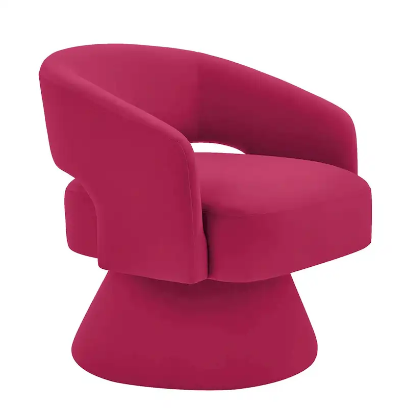 Upholstered Velvet Swivel Accent Chairs with Open Backrest
