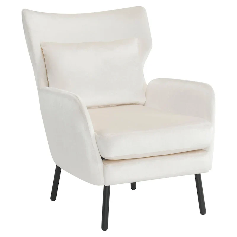 Velvet Wing Back Accent Chair - Single Seat with Pillow
