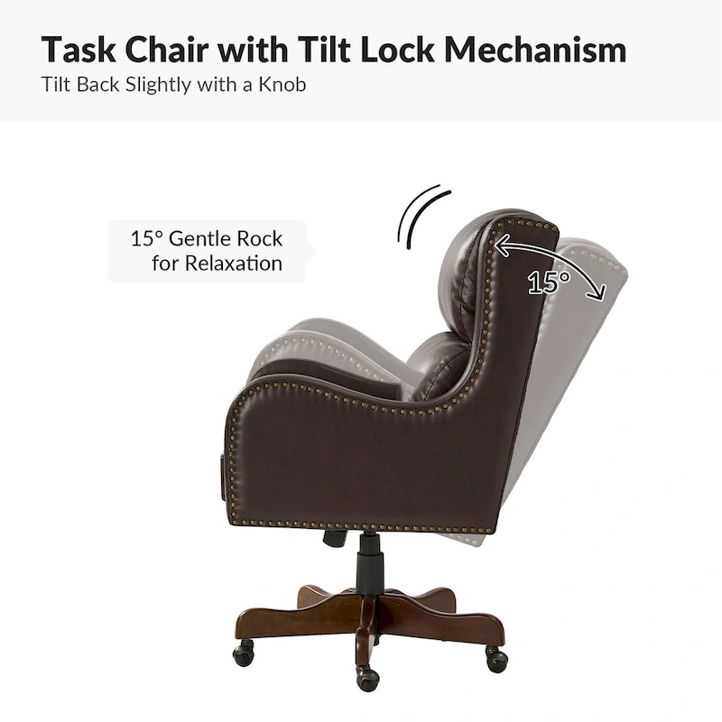 Pete Faux Leather Adjustable Height Swivel Executive Chair with Tilt Mechanism by HULALA HOME