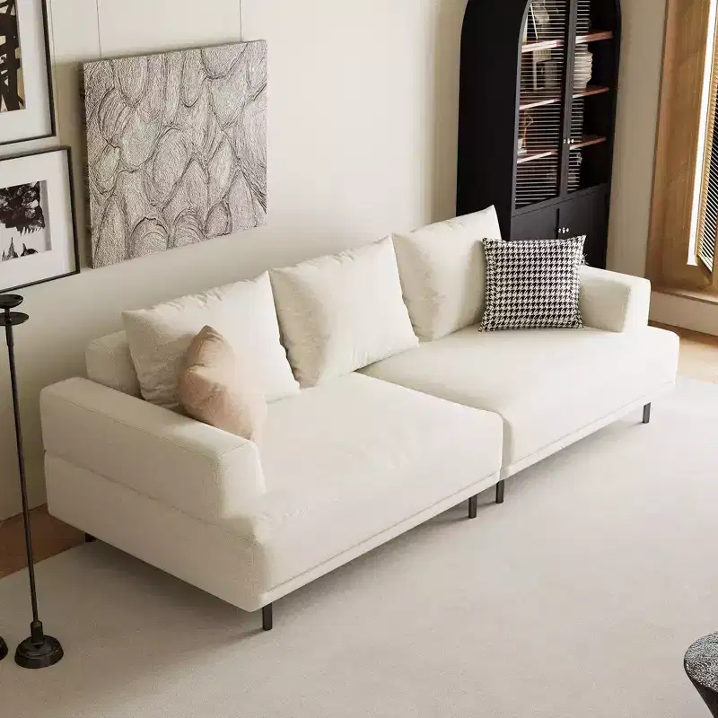 Luck Live Modern Breathable Cotton-Linen Fabric Sofa, couch,Solid Wood Frame, High-Elastic Sponge Seat Cushion Light Beige