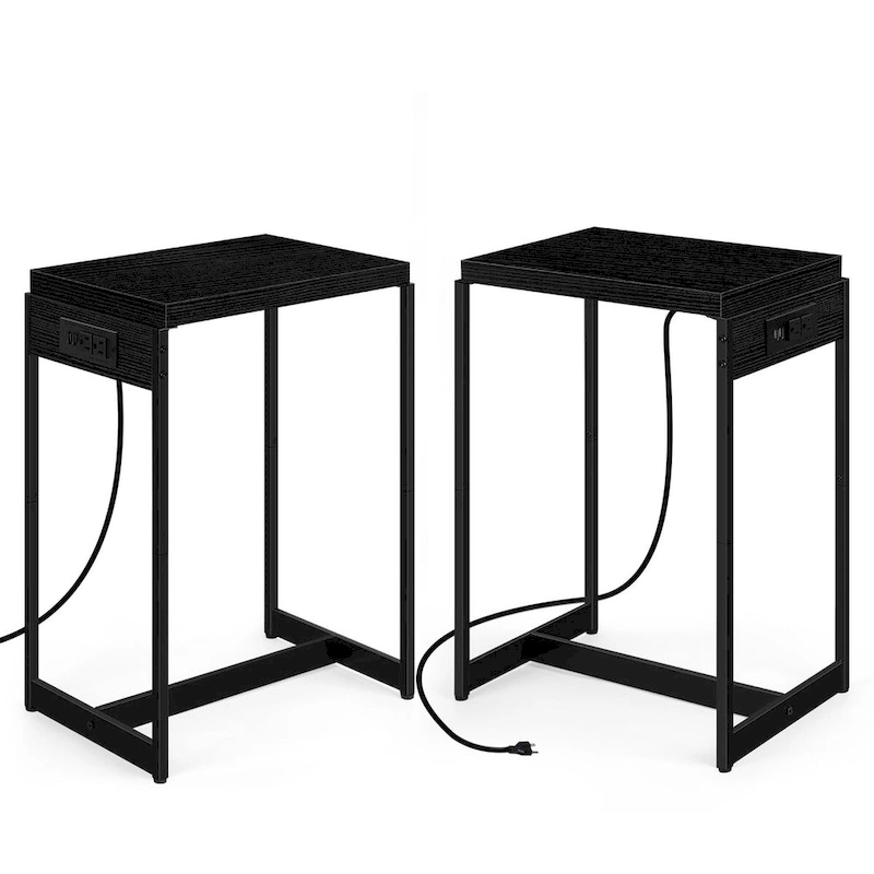 Nightstands Set of 2 with Charging Station