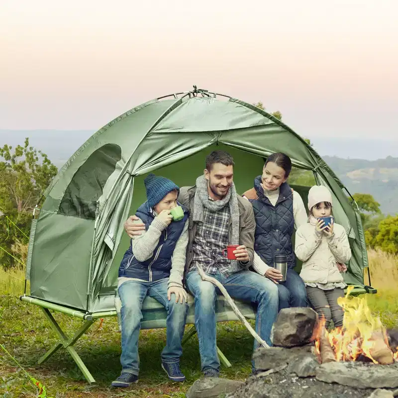 Outsunny Camping Tent Cot, Single Person Folding Cot Combo, Off-Ground Tent, Covered Outdoor Bed with Carry Bag for Hiking, Camping