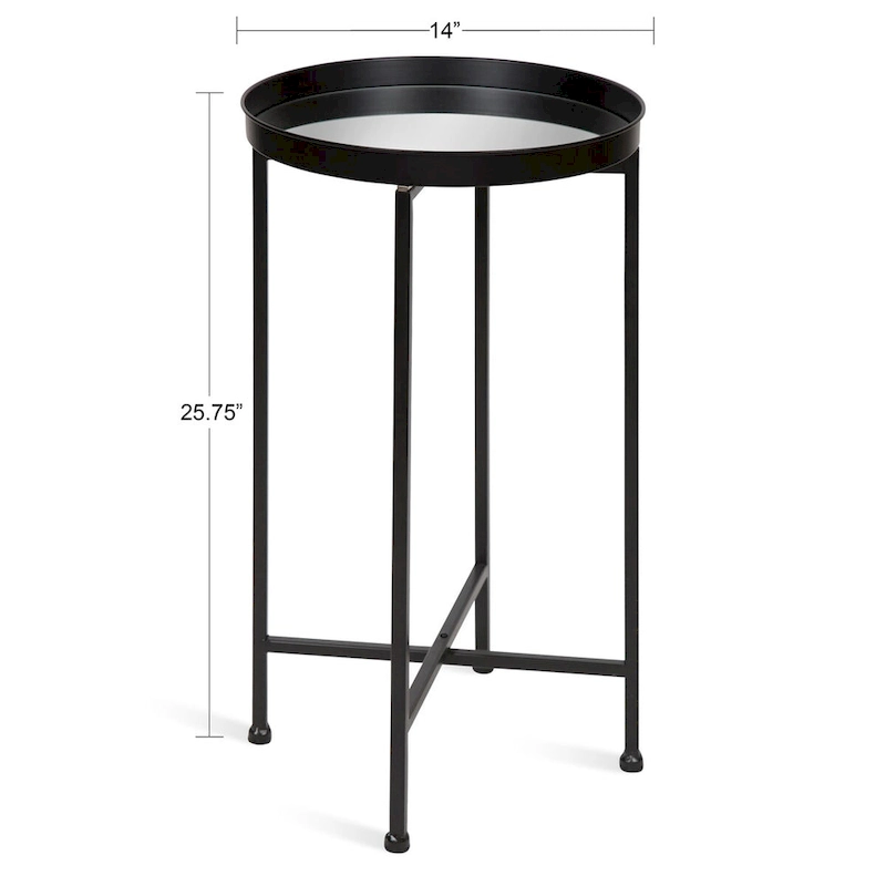 Kate and Laurel Celia Round Metal Tray/ Foldable Accent Table - 14x14x25.75