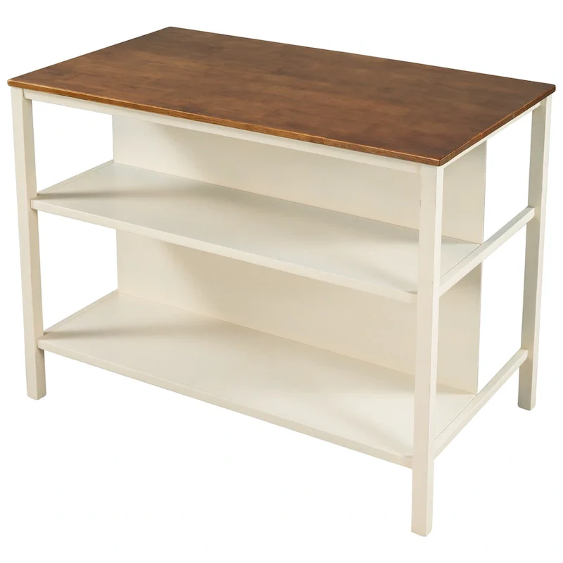 Topmax Solid Wood Rustic 45 Stationary Kitchen Island