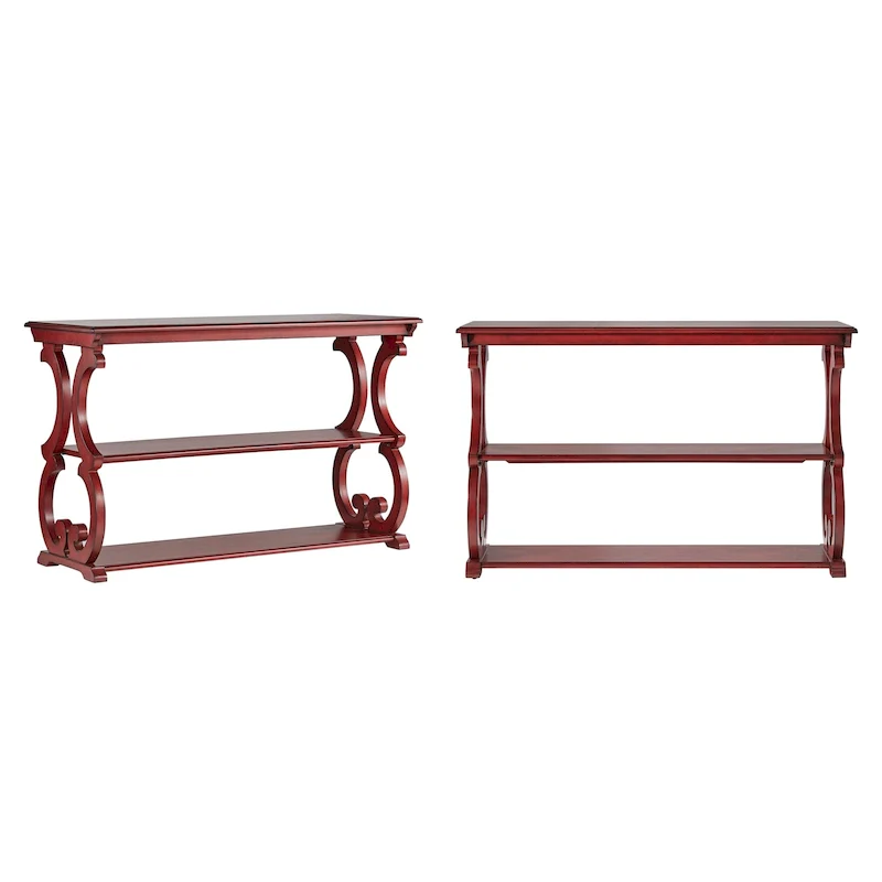 Wood Scroll Console Sofa Table – Berry Red / Antique Sage Green / Oak / Antique Black