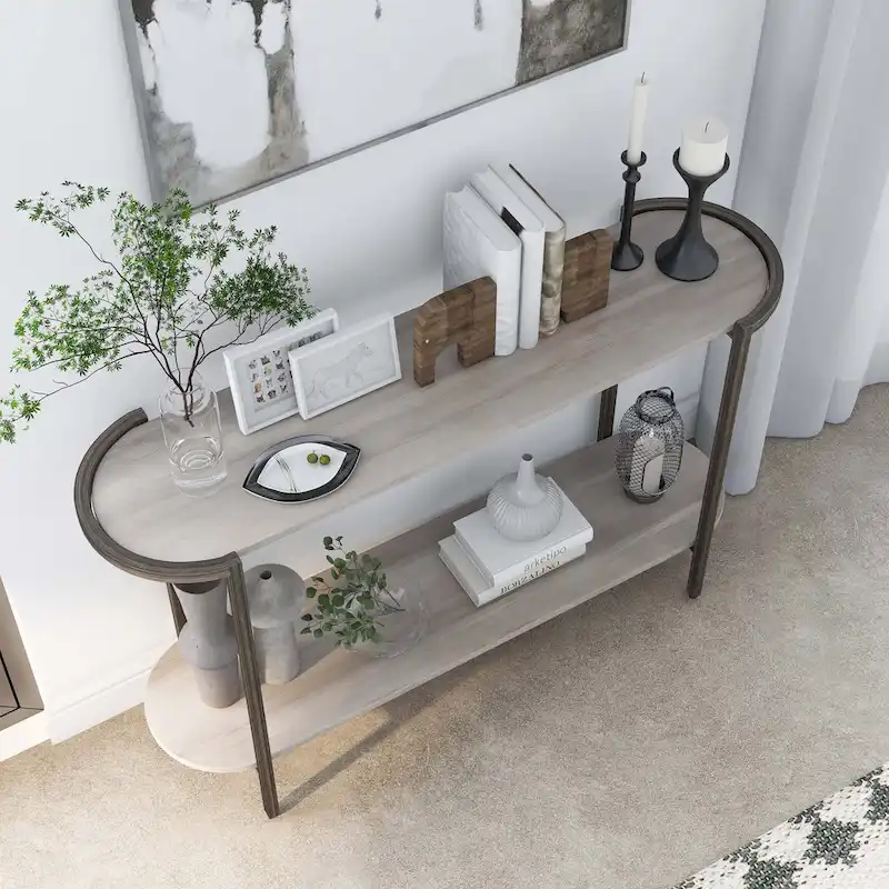 Rowland Urban Light Grey 49-inch Steel 1-Shelf Sofa Table