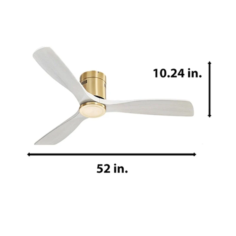 Solid Wood Fan Blade Ceiling Fan With Light