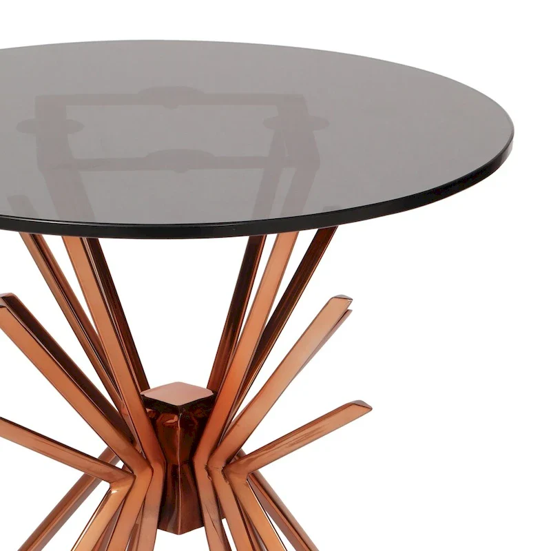 Helios Modern Glam Handcrafted Sunburst Accent Table with Tempered Glass Top by Christopher Knight Home