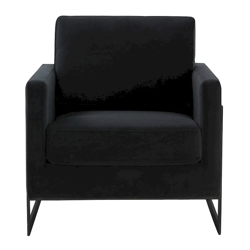 LeisureMod Lincoln Modern Velvet Arm Chair with Black Steel Frame - 35