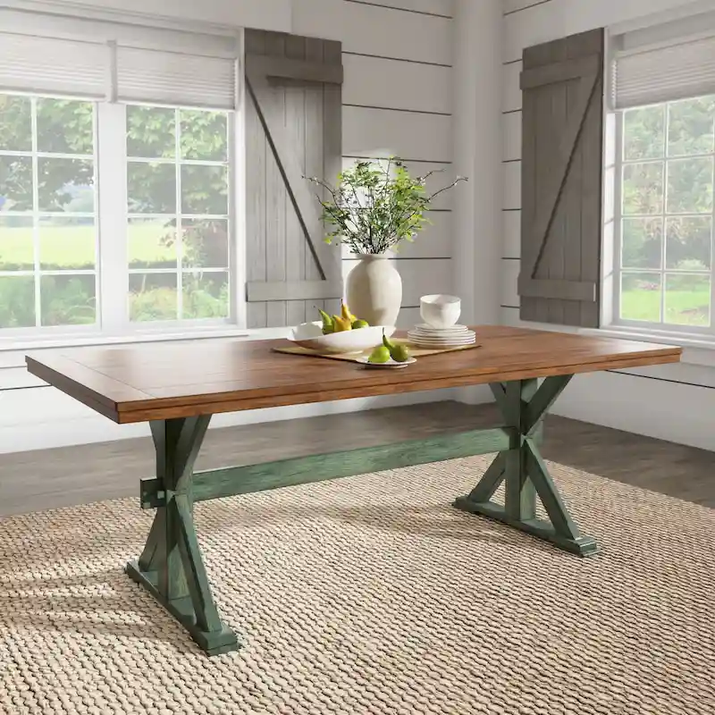 Eleanor 78-inch Oak Dining Table with X-base by iNSPIRE Q Classic