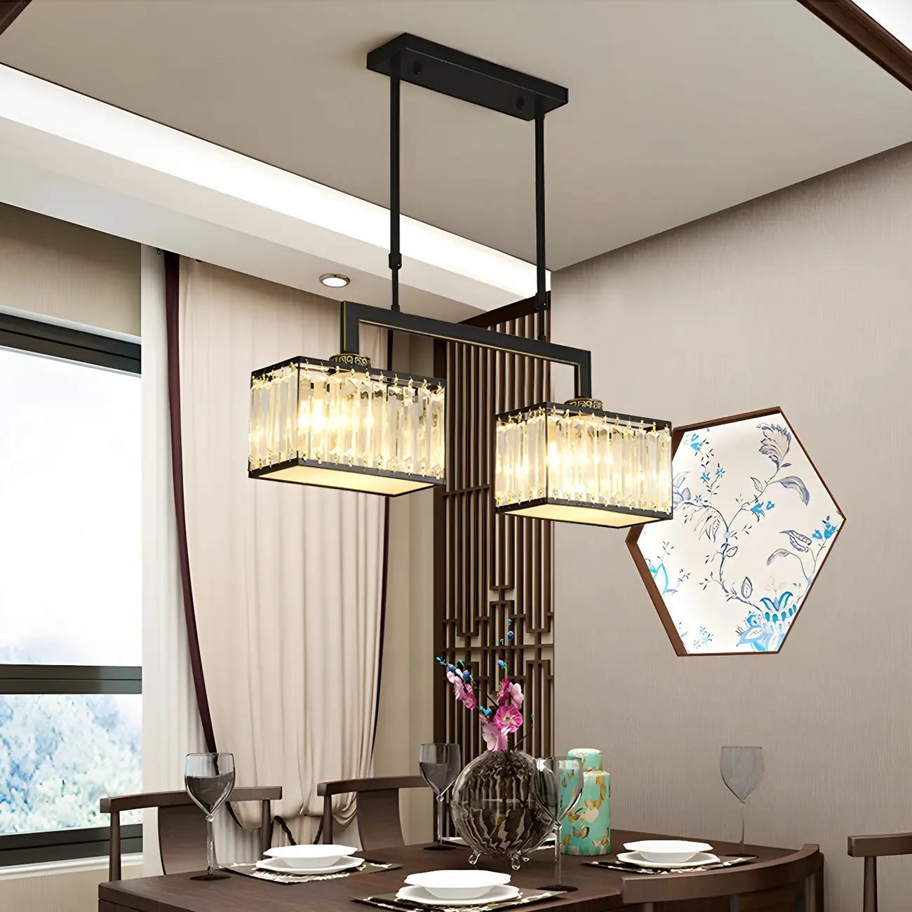 Kitchens Modern Crystal Gold Island Pendant Light
