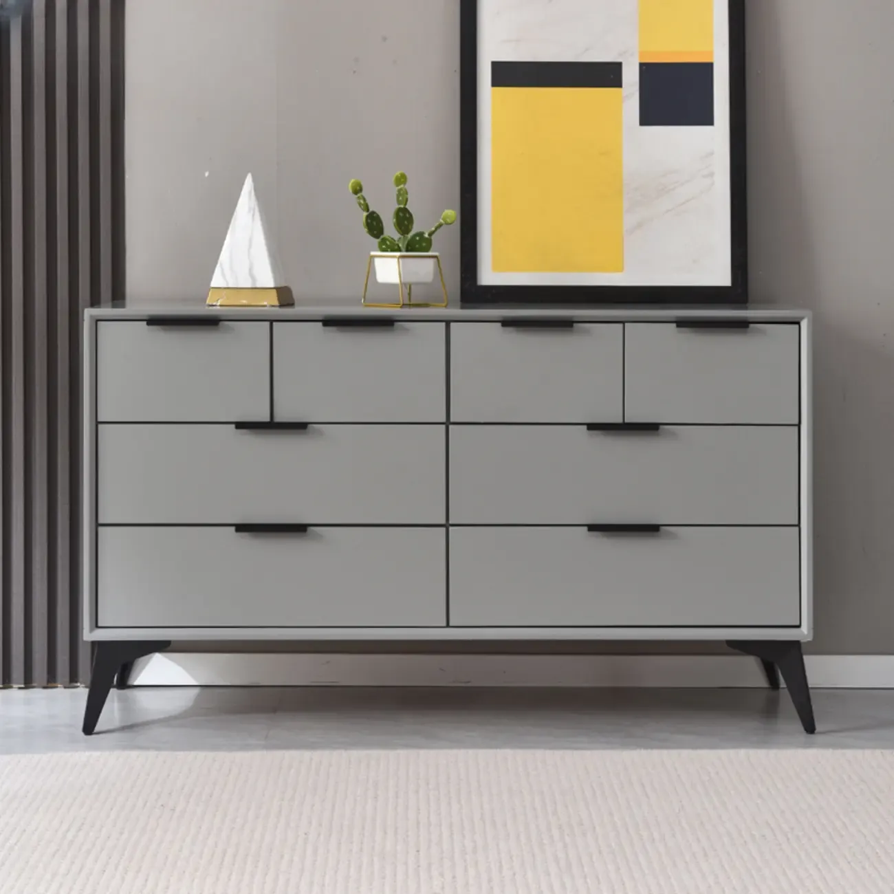 Industrial Grey Console Dresser with Double Storage