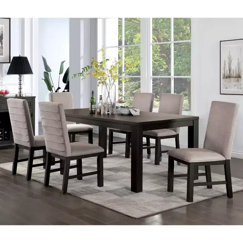 HOMES: Inside + Out 7pc Brightpeak Transitional Dining Table Set Antique Black/Gray