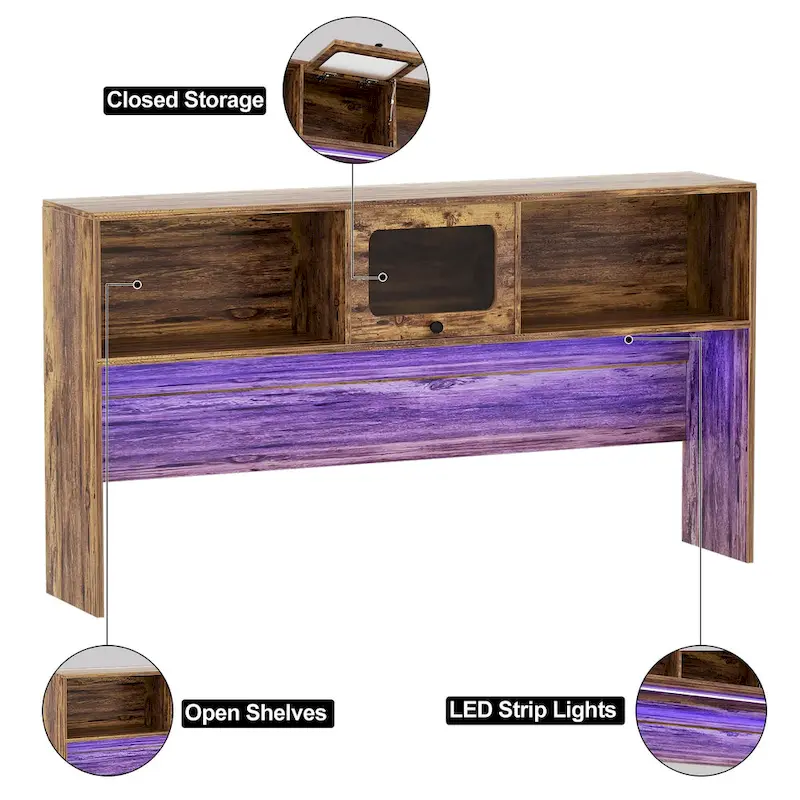 L-shaped Executive Desk Office Computer Table with Top Hutch and Charge Station