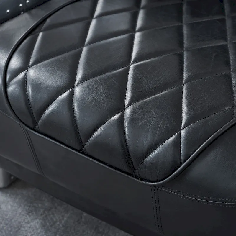 Art Leon IndustrIal Retro Top Grain Leather & Aluminum Accent Chair