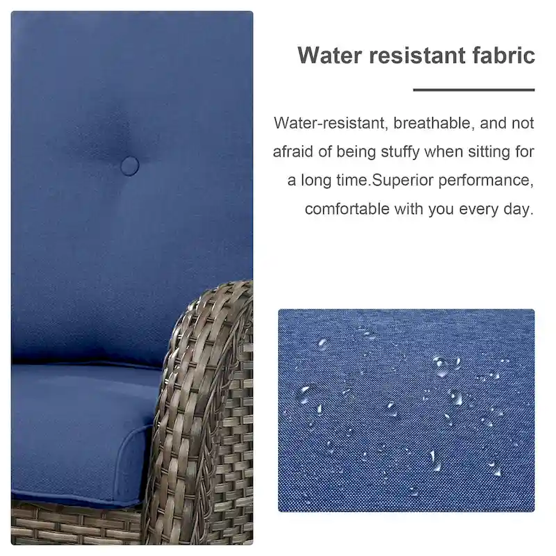 Pocassy PE Wicker Rocking Chair Swivel Chairs Glider Chair