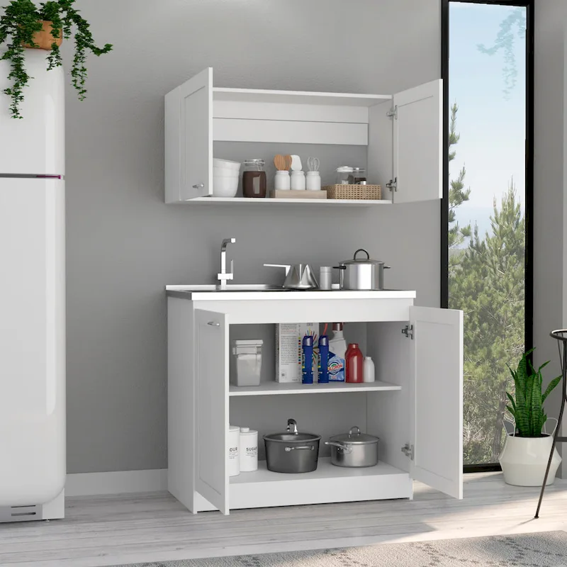 TUHOME Zurich Cabinet Set with 2 Inner Shelves - N/A