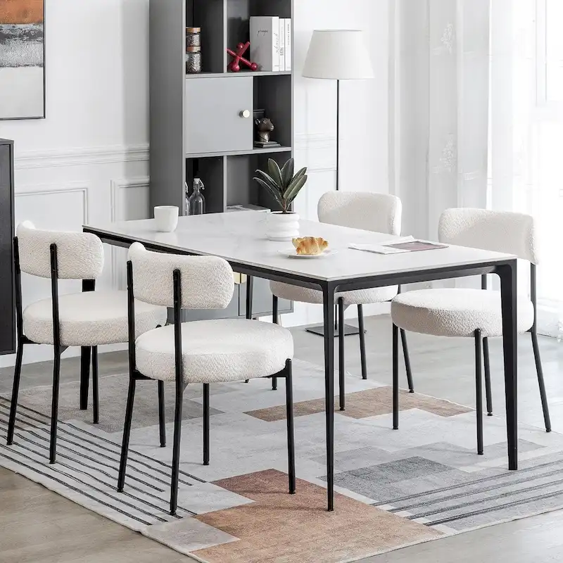 Mid-Century Modern Upholstered Boucle Dining Chairs (Set of 2/4/6)