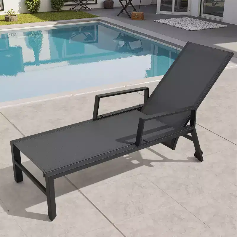 Crestlive Products Chaise Lounge Chair Outdoor Adjustable 4 Positions Pool Tanning Recliner Outdoor Lounge Furniture Options: 1/2