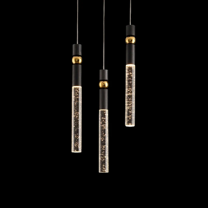 3-Light LED Crystal Pendant Light, Dimmable Ceiling Hanging Light Fixture