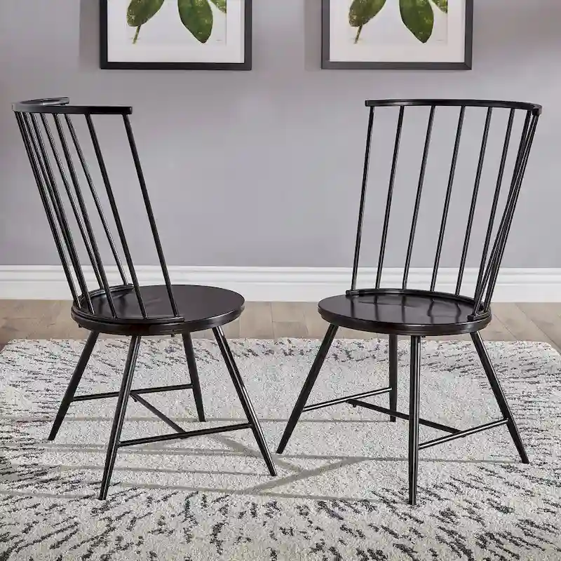 Truman High Back Metal and Wood Spindle Dining Chair (Set of 2) by iNSPIRE Q Modern