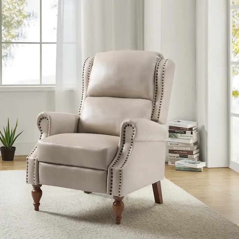 Traditional Vegan Leather Manual Push Back Recliner