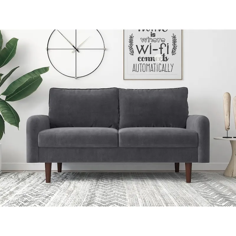 Velvet 2-Seater Loveseat with Tapered Legs