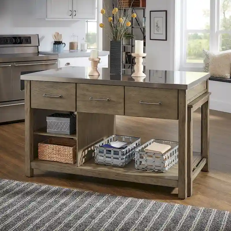 Tali Reclaimed Look Extendable Kitchen Island by iNSPIRE Q Classic