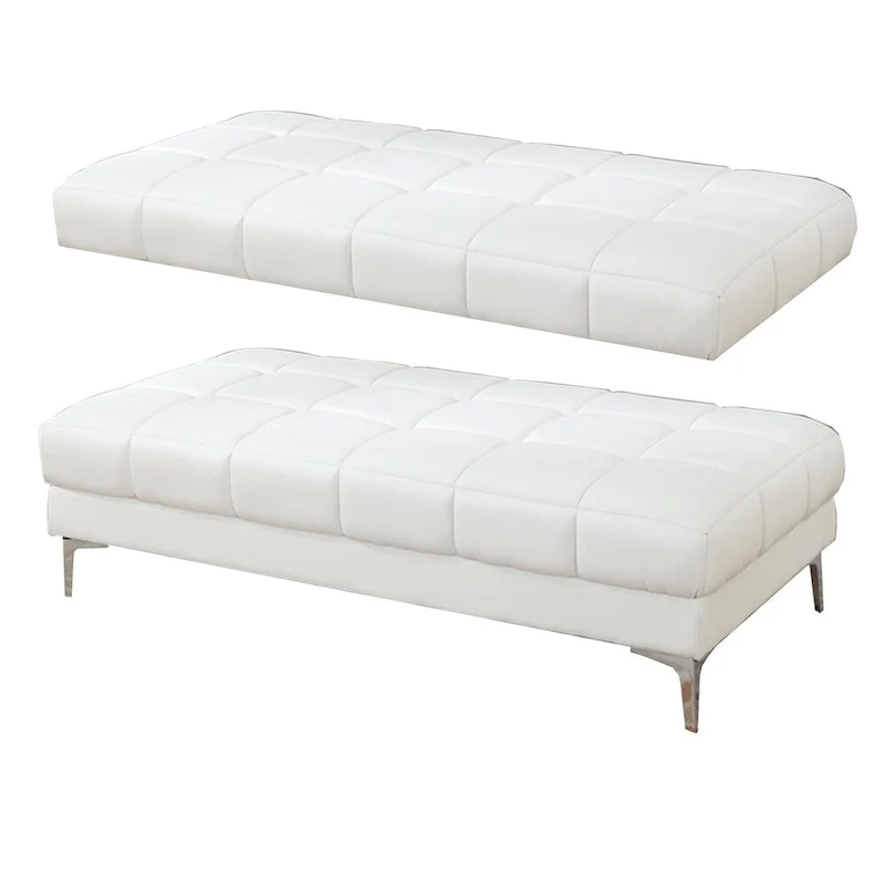 Modish Bonded Leather Ottoman In White