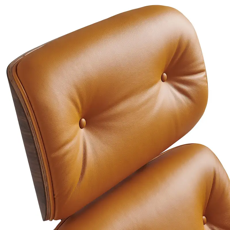 Mid-century Modern Lounger Real Leather Arm Chair and Ottoman Set