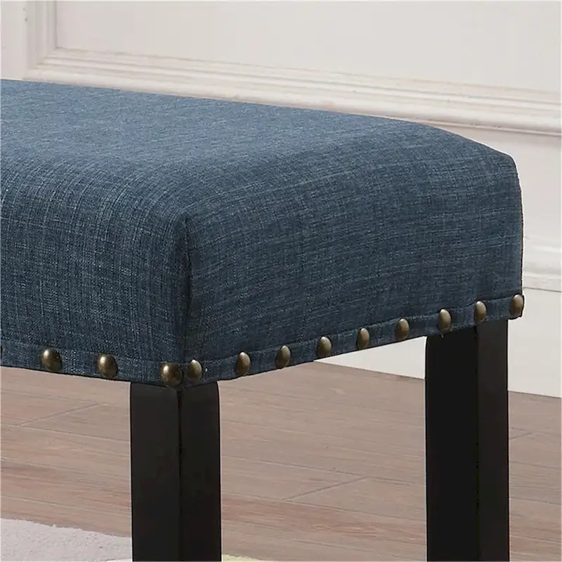 Fabric Dining Bench with Nailhead Trim and Wood Frame