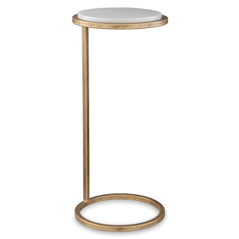 Copper Grove Aged Gold Iron and Solid White Marble Accent Table