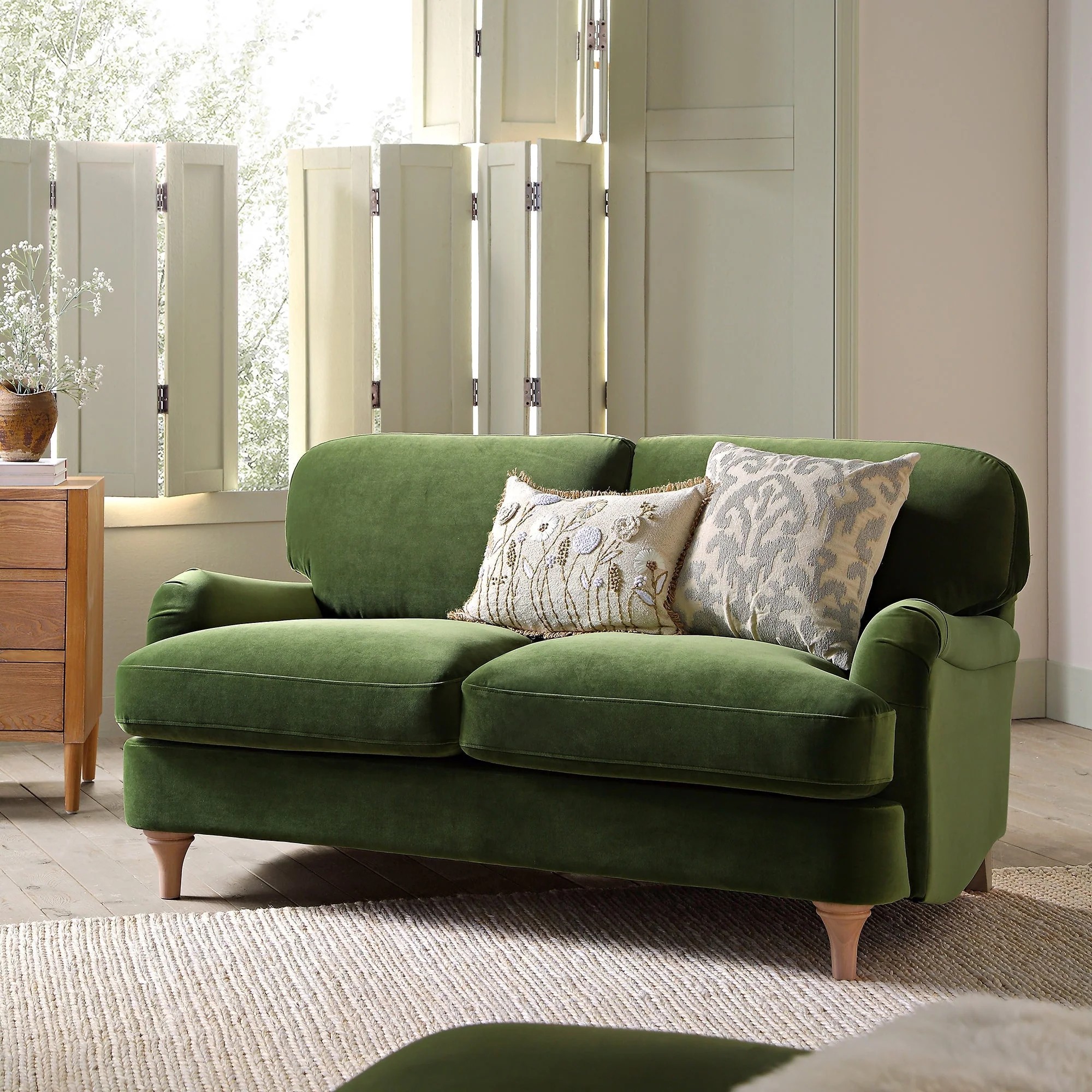 Fern Green Velvet Sofa, 2-Seater
