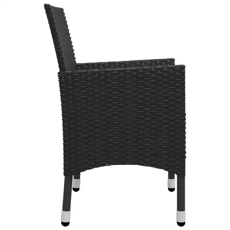 vidaXL Patio Bistro Set Bistro Table 3 Piece Poly Rattan and Tempered Glass