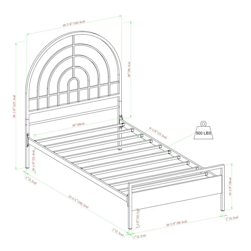 Modern Metal Arch Twin Bed Frame