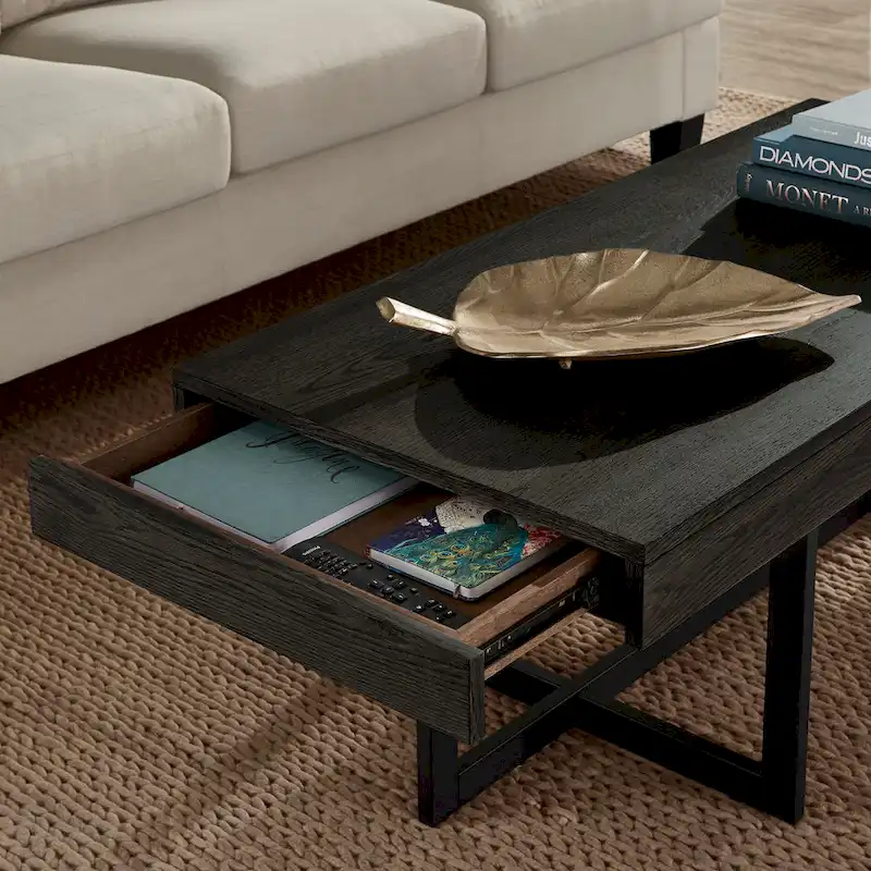 Eldersley Wood Finish Coffee Table with Two Drawers by iNSPIRE Q Modern