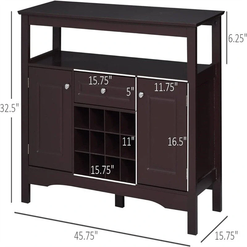 Coffee Bar Cabinet - 15.75 D x 45.75 W x 32.5 H
