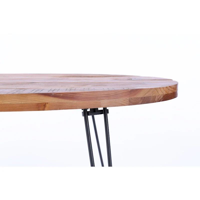 Oval Natural Reclaimed Wood Foldable Cocktail Table - 24.00 x 44.00 x 18.00