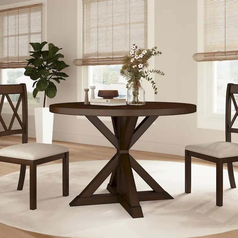 Roundhill Furniture Windvale Cross-Buck Base Dining Table