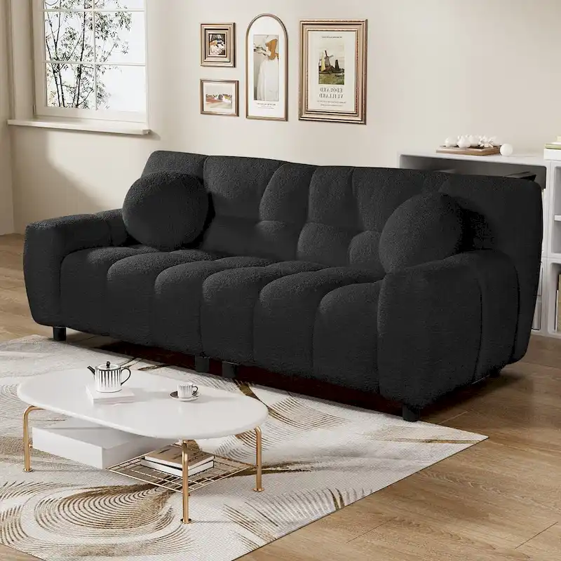 Teddy Boucle 2-Seat Cloud Deep Seat Sofa Couch for Living Room, Bedroom