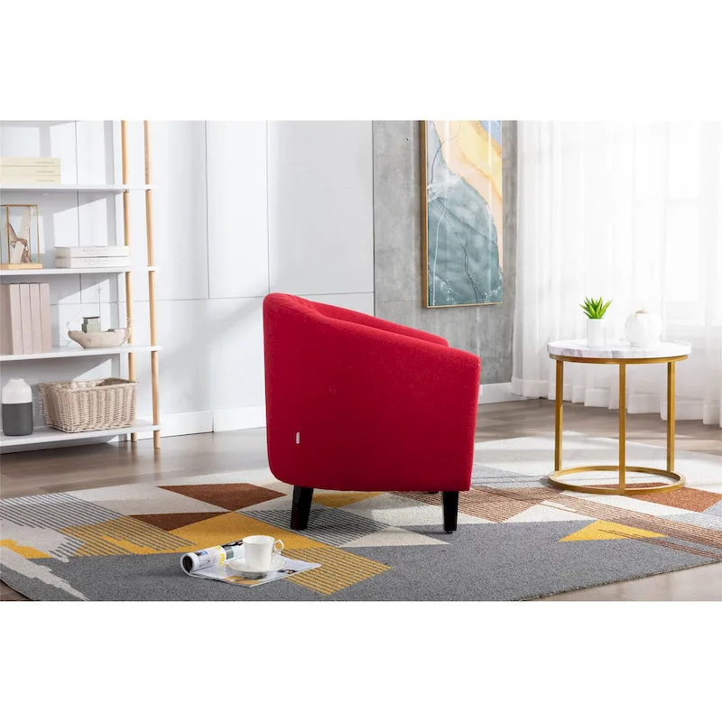 accent Barrel chair living room chair with nailheads and solid wood legs