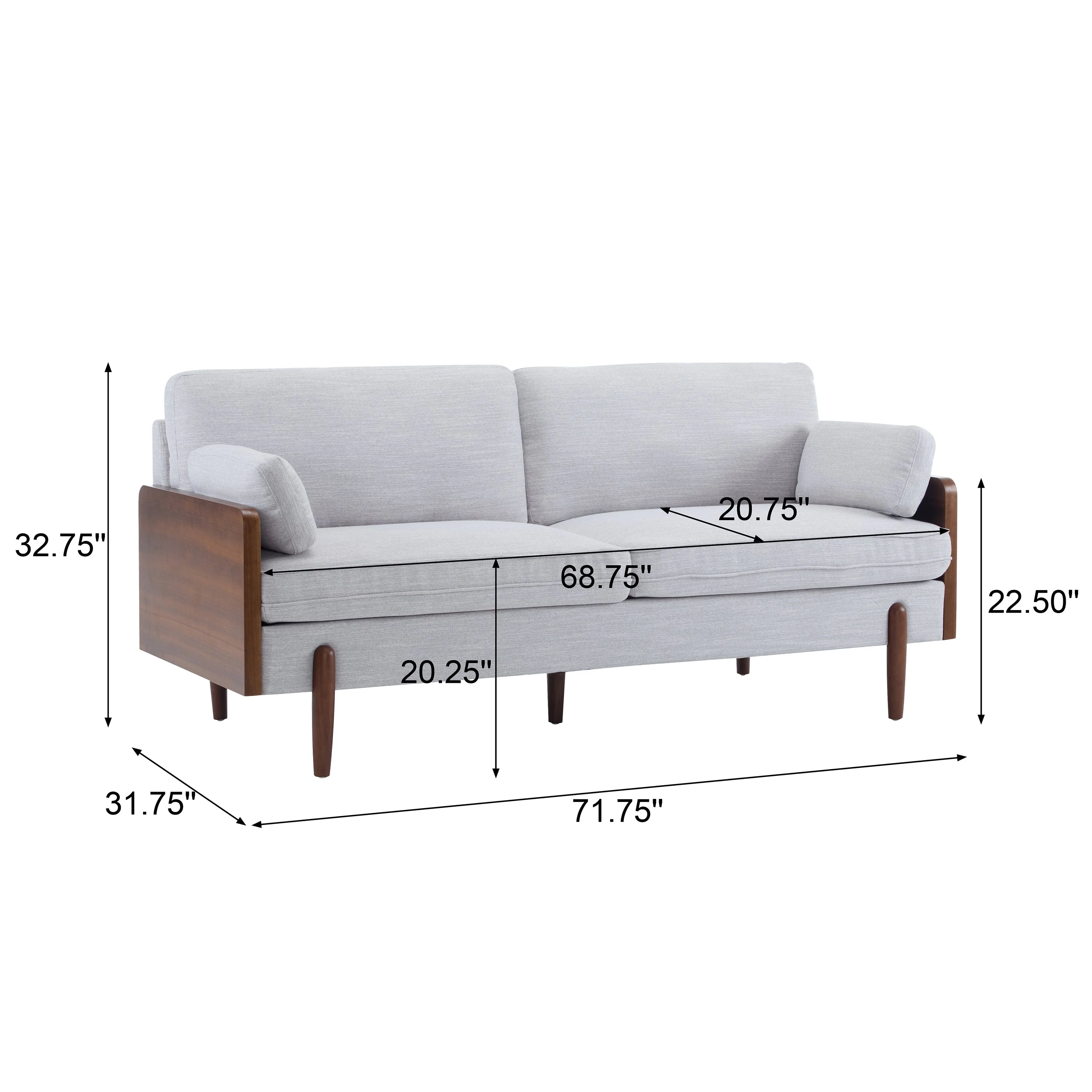 Mid-Century Modern Luxury Sofa ¨C 71.75'' Upholstered Couch