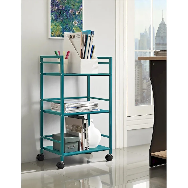 Avenue Greene Emerald 3 Shelf Metal Rolling Utility Cart