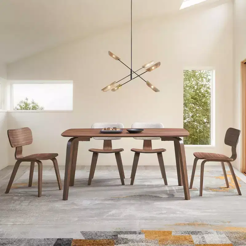 GDFStudio Borg 5 Piece Rubber Wood Dining Set