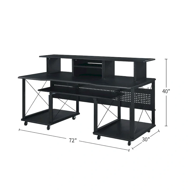 Rectangular Music Desk with 8 Wheels and 1 Keyboard Tray